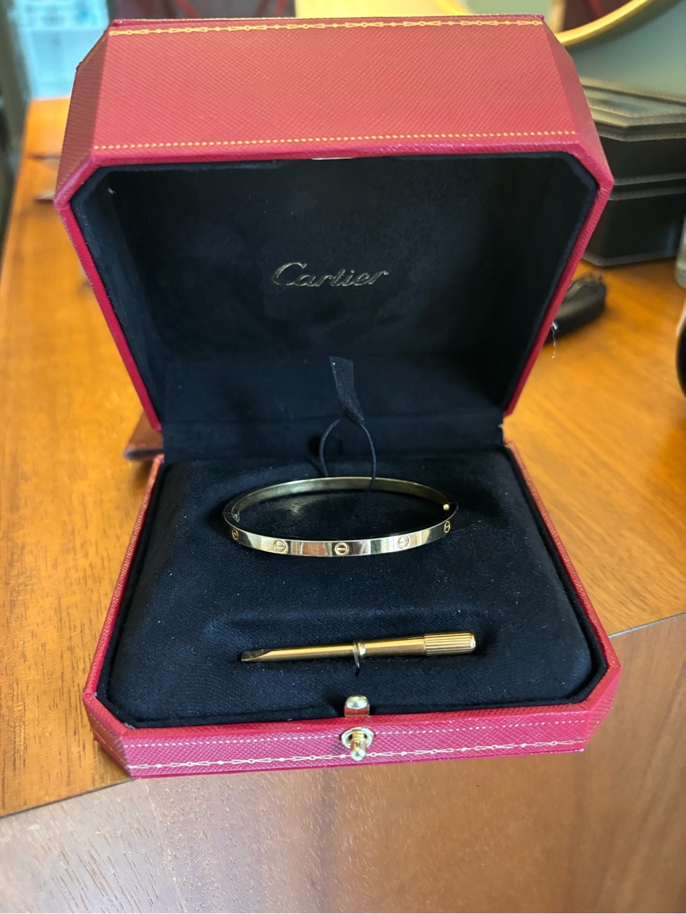 Gold Love-Style Screw Bangle Bracelet + Gift Box & Bag